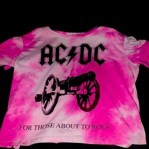 Size M. ACDC band color pink black and white